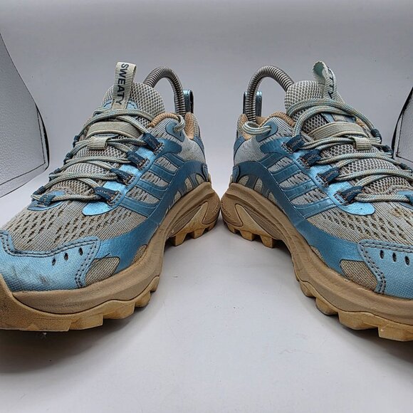 Merrell Moab Speed 2 x Sweaty Betty Womens Size 6 Blue Hiking Shoes Vibram Soles - Picture 3 of 13